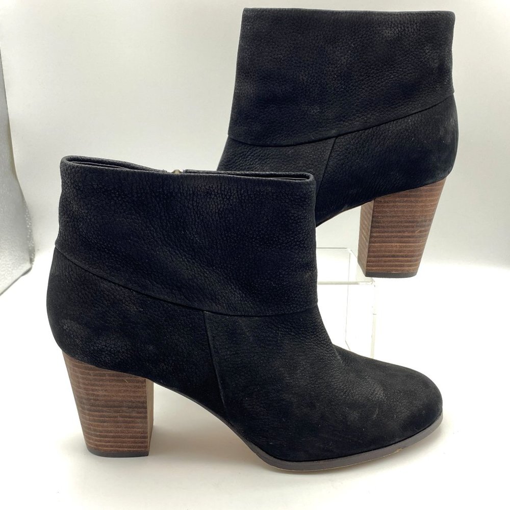 Cole Haan black suede block heel‎ booties size 10.5B Side zip